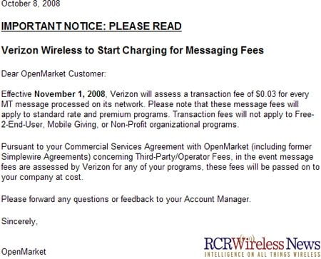 verizon text notice verizon text notice